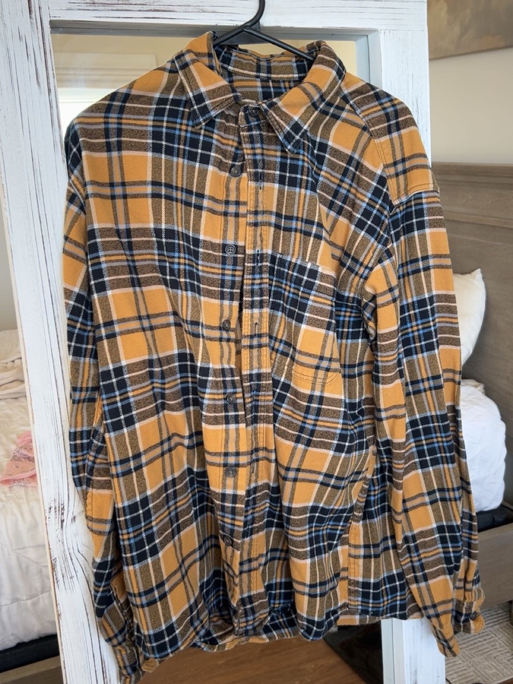 Uniqlo Yellow and Blue Plaid Button-Up Shirt